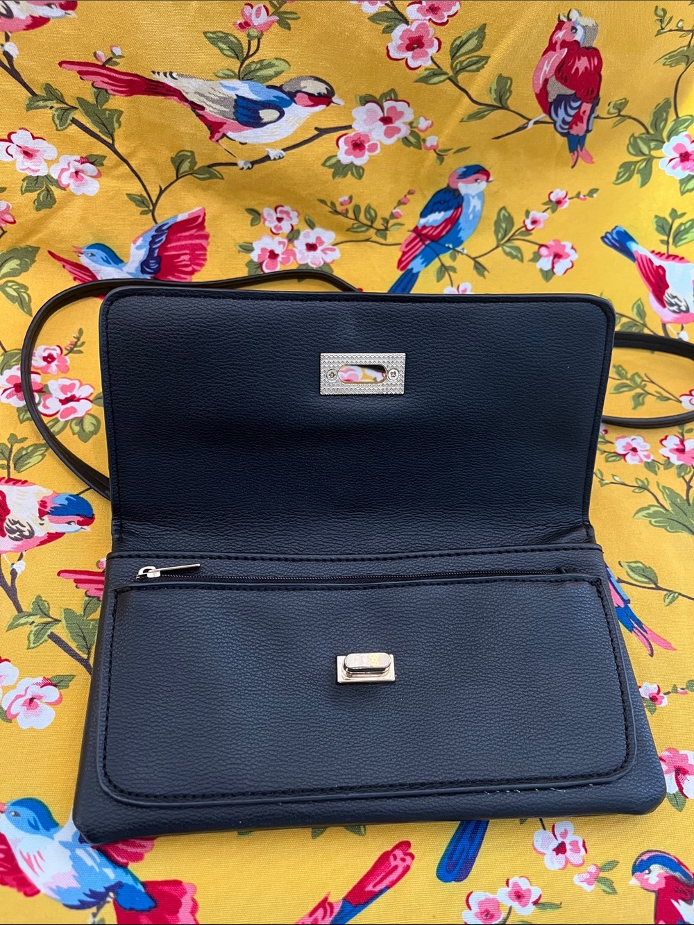 JustFab Black Crossbody Wallet with Gold Turn-Lock - Picture 2 of 6